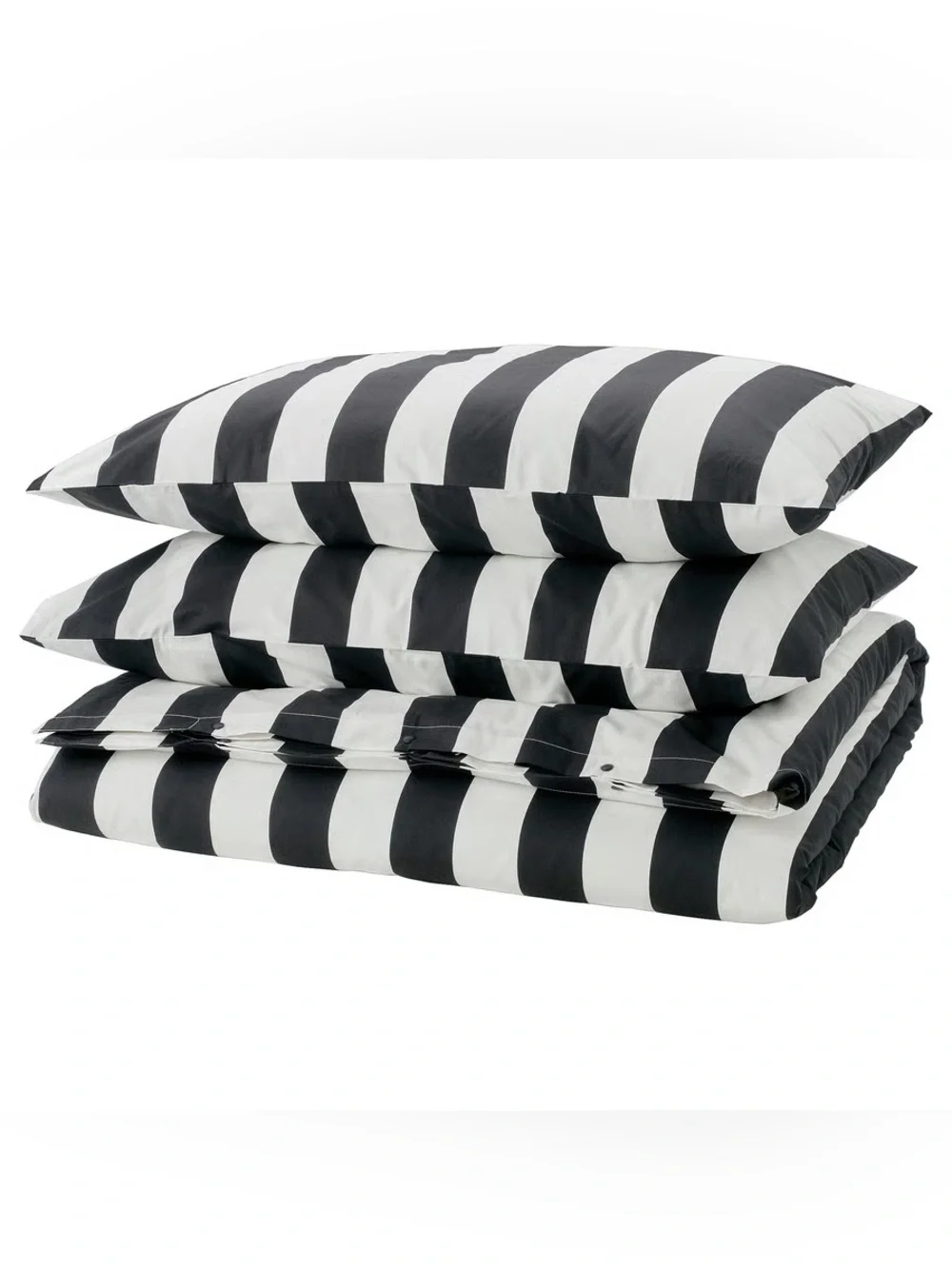 Black and White Striped Duvet Cover Set - Full/Queen